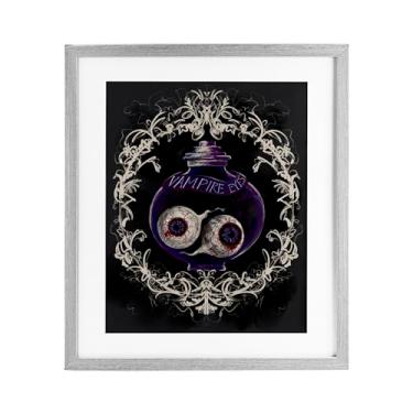 Imagem de Stupell Industries Frasco de amostra de olhos de vampiro impressão emoldurada cinza sob vidro, design por Connie Summers, 21 x 17