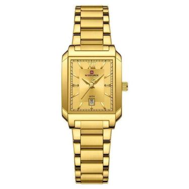 Imagem de Relógio De Pulso Feminino Pulseira Aço Inoxidável Casual 30m à Prova D´agua Dourado