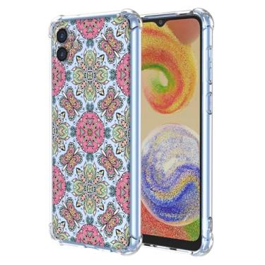 Imagem de WEIOUHR Capa para Galaxy A04 4G Samsung M13 5G Capa de telefone TPU transparente e macia, design de estilo boêmio, resistente a arranhões e choque, leve, para Samsung Galaxy A04 4G (rosa verde)