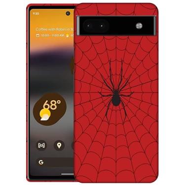 Imagem de SM CASES Capa para Google Pixel 6A - Web Spider Red Design impresso em 3D Capa de plástico rígido compatível com Google Pixel 6A.
