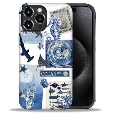Imagem de Flivro Capa para iPhone 16 Pro Max, 2 em 1 PC capa rígida de silicone amortecedor interno anti-arranhões capa de corpo inteiro à prova de choque design fino baleia água-viva tartaruga colagem