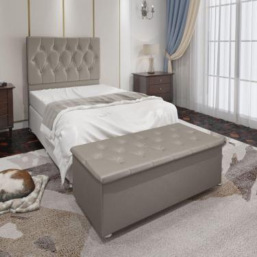 Imagem de Kit Cabeceira Solteiro E Recamier Baú 0,90M Bege