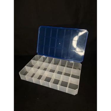 Imagem de Kit 2 Caixas Organizadoras 21 Divisões Transparente – Ideal para Joias Miçangas e Materiais Pequenos (Tampa azul,2 caixas 21 divisões)