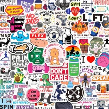 Imagem de CKXTYNG 200 peças de adesivos motivacionais de academia, pacote de adesivos de treino e fitness para garrafas de água, laptops, planejadores, decalques de vinil para levantamento de peso para homens