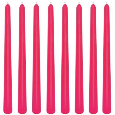 Imagem de Pacote com 8 velas de 25,4 cm, rosa choque, suave, castiçais de gotejamento sem cheiro de 25 cm para decoração de casa, queima de 6 a 7 horas