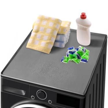 Imagem de Chewtoyo Secadora e lavadora, tapete de silicone antiderrapante para proteção superior lavagem à máquina suprimentos de armazenamento lavanderia, bandeja de acessórios de lavanderia, cinza 59,9 cm x