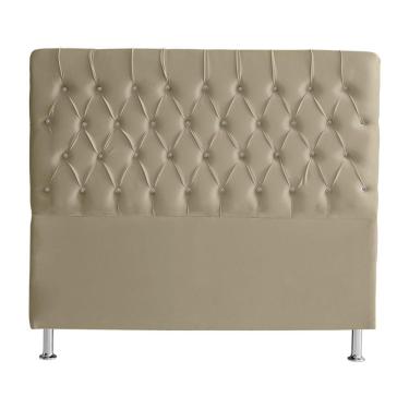 Imagem de Cabeceira De Cama Box Paris Casal 140 Cm Botão Strass Suede Bege Do Lar Móveis