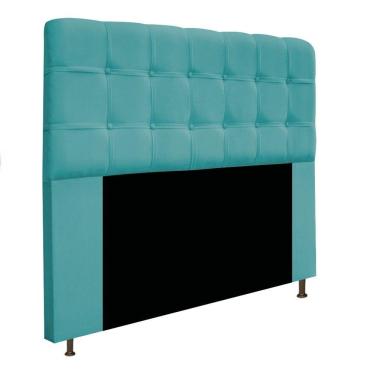 Imagem de Cabeceira e Calçadeira Baú Mel 160cm Queen Size Suede Azul Turquesa