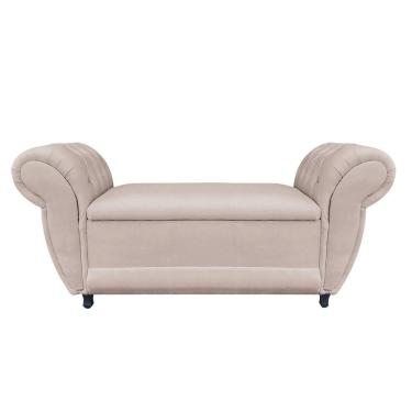 Imagem de Divã Recamier Com Baú Grécia 1,55 Cm Suede Bege