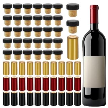 Imagem de Sissatthai 60 peças seladoras de garrafas de vinho para cruzeiros - 30 cápsulas de selagem de vinho termorretráteis e 30 tampas de rolhas de vinho, kit de revendedor de garrafas de vinho de PVC para