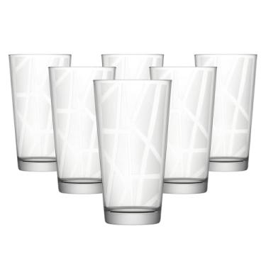 Imagem de Conjunto de 6 Copos de Vidro Transparente, 250ml, Design Listrado em Relevo, Base Cônica, Reutilizável, Ideal para Vinho, 15cm Altura, Lavável em Lava-Louças
