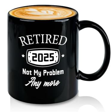Imagem de Slugeren Retirement Gifts for Women Men, Retired 2025 Not My Problem Anymore Caneca de café 325 ml, presente de aposentadoria para avô aposentado avó amigo colega de trabalho chefe colega de trabalho