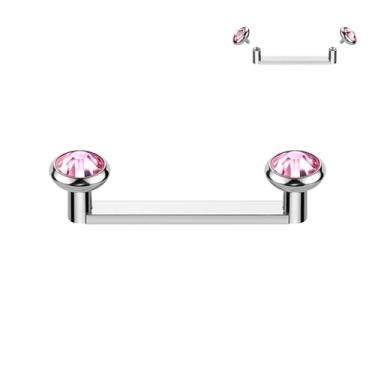 Imagem de ALACLO Piercing de superfície de titânio para joias barra plana 14G 14 mm rosca interna superfície tragus piercing joias rosa CZ