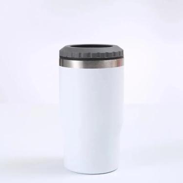 Imagem de Copo Térmico Inox 2 em 1 Porta Long Neck e Lata 420ml Parede Dupla Vácuo com Abridor Integrado - Mantém Bebida Gelada por Horas (Branco)