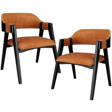 Imagem de Kit 2 Cadeiras Sala de Jantar Estar Living Estofada Suran L02 Preto Couríssimo Canela - Lyam Decor