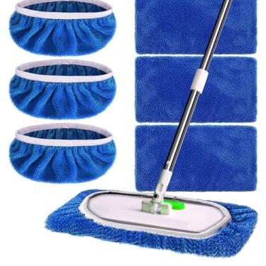 Imagem de Heclia Almofadas reutilizáveis de microfibra para esfregão reutilizável compatível com esfregões molhados, pacote com 6, panos de varrer secos, laváveis na máquina, almofadas molhadas para uso em