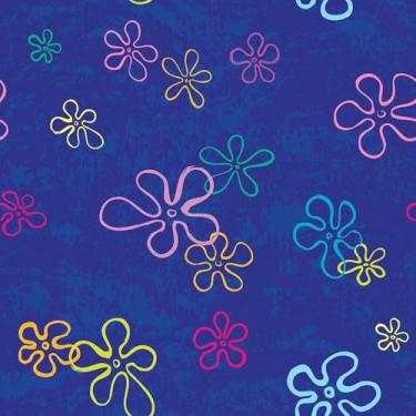 Imagem de RoomMates Bob Esponja Calça Quadrada Floral Blue Peel and Stick Papel de Parede, RMWS1369