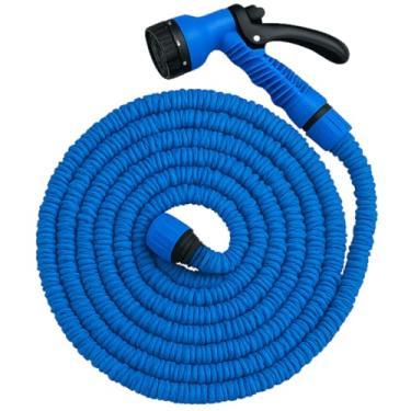 Imagem de Mangueira Flexível Expansível para Jardim e Lavagem, Verde, 30 Metros, com Esguicho Multifuncional, Material Reforçado (AZUL, 15M)