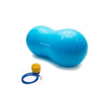 Imagem de Bola de Feijão para Exercícios, PVC Antiderrapante, 90x45cm, Laranja, Suporta 120kg, com Bomba de Ar, para Fisioterapia e Práticas Esportivas