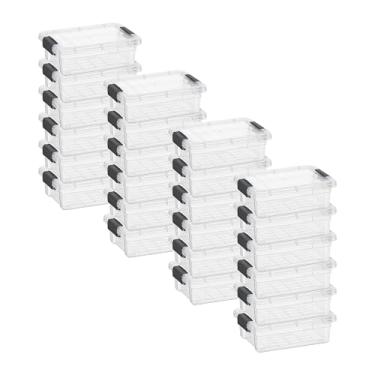 Imagem de Superio Mini recipiente de armazenamento caixa de giz de cera de plástico suprimentos de arte e estojo de costura empilhável transparente pequeno organizador para contas, papelaria, giz e alimentos