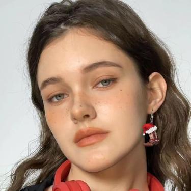 Imagem de Chapéu de Natal vermelho vintage, botas de caubói, brincos pendentes para mulheres, brincos de acrílico pendurados com gancho engraçado, leve, vaqueiras ocidentais, country, Natal, festas, joias para