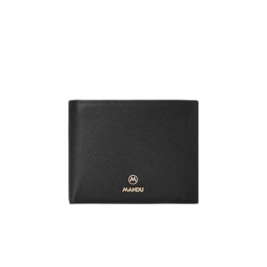 Imagem de Carteira masculina de couro dobrável – tecnologia de bloqueio RFID, carteira fina com 1 janela para identidade, 7 porta-cartões e 2 bolsos para dinheiro, Preto, Clássico