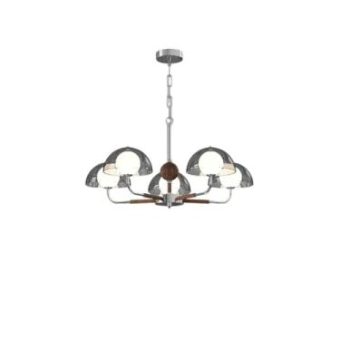 Imagem de Luminária pendente minimalista e personalizada em estilo italiano - Acabamento em nogueira antiga | Ideal para sala de estar, sala de jantar e hall de entrada | Zhongshan Lighting (5 lâmpada