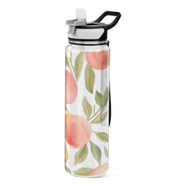 Imagem de ATTX Garrafa de água rosa pêssego, 946 ml, à prova de vazamento e livre de BPA, garrafas de água reutilizáveis de plástico Tritan para viagens, academia, corrida (520)