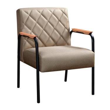 Imagem de Poltrona Ludmilla Cadeira Decorativa Sala Recepção Escritório - Linho Marrom 150