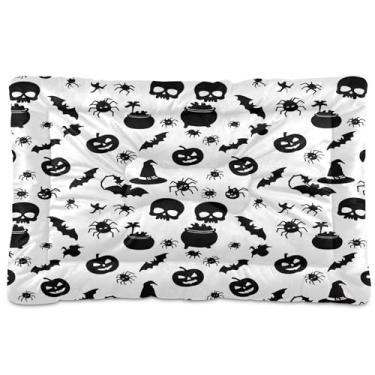 Imagem de SEHANY Cama de Halloween morcegos para cães e gatos com fundo antiderrapante, caixa de canil, colchão macio para animais de estimação, lavável para cães pequenos, médios e grandes, gatos, 91 x 61 cm