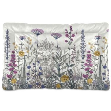 Imagem de SEHANY Cama de jardim de flores silvestres para cães e gatos com fundo antiderrapante, caixa de canil, colchão macio para animais de estimação, lavável para cães pequenos, médios e grandes, gatos, 45