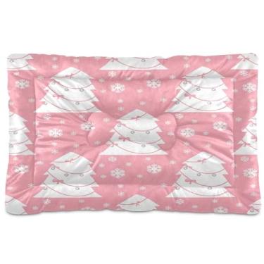 Imagem de SEHANY Cama de árvore de Natal em aquarela para cães e gatos com fundo antiderrapante, caixa de canil, colchão macio para animais de estimação, lavável para cães pequenos, médios e grandes, gatos, 61