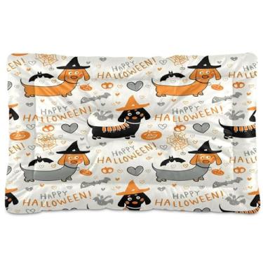 Imagem de SEHANY Cama de Halloween para cachorrinhos e gatos com fundo antiderrapante, cama de canil, colchão macio para animais de estimação, lavável para cães pequenos, médios e grandes, gatos, 61 x 45 cm