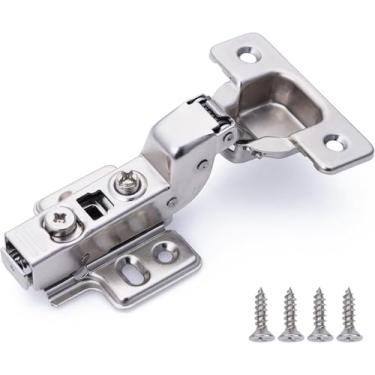 Imagem de DecoBasics Dobradiças de armário de fechamento macio para armários de cozinha (2 peças) - Dobradiça de porta de armário oculta sem moldura de 105° - Ajuste de 6 vias e placa de encaixe para fácil