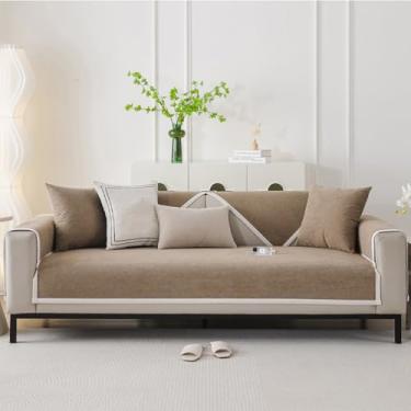 Imagem de Capas de sofá secionais em forma de L, impermeáveis e laváveis, capas de sofá para almofada de 3 assentos, capa de sofá à prova d'água marrom 110 x 110