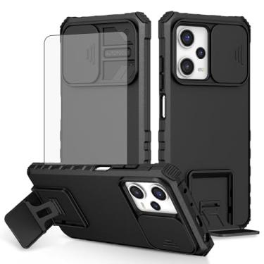 Imagem de Asuwish Capa de telefone para Xiaomi Poco X5/Redmi Note 12 5G com protetor de tela de vidro temperado e capa de câmera deslizante suporte suporte fino acessórios para celular Note12 PocoX5 mulheres