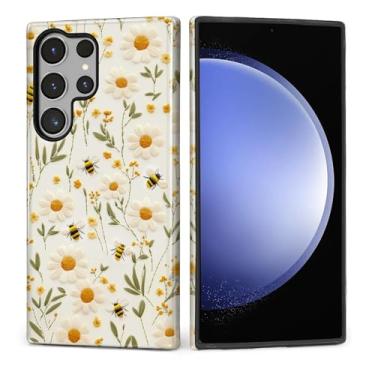 Imagem de Kapadiy Capa para Samsung Galaxy S23 Ultra, Design de Abelhas Girassóis Híbrido Proteção Dupla Silicone + Capa Rígida de PC à Prova de Choque Capa Protetora Fina Anti-Riscos para Homens e Mulheres
