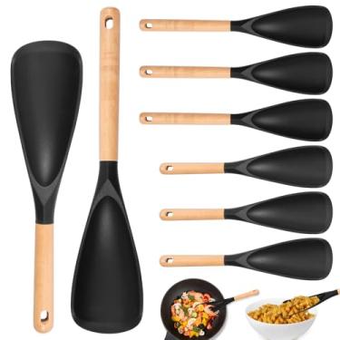 Imagem de Conjunto de 4/8 colheres de espátula de silicone com cabo de madeira, utensílios de cozinha multifuncionais resistentes ao calor para panelas antiaderentes, podem ser lavadas na lava-louças, 2