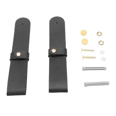 Imagem de Phefop Suporte de Haste de Cortina de Couro PU 2 Peças Ganchos de Parede Decorativos Com Parafusos para Economizar Espaço Estilo Boho Quarto Banheiro Cozinha (Preto Superior: 84661 3K000HZ, 84661