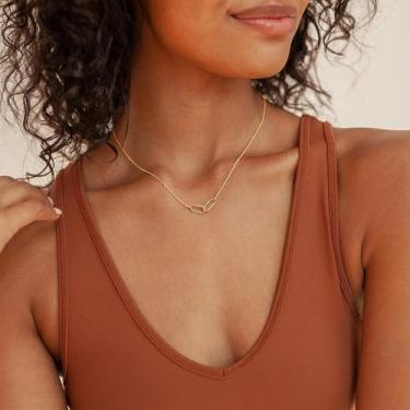 Imagem de Colar com pingente feminino, colar gargantilha elegante | colares de ouro/prata para mulheres, joias da moda | Presente de festa, banhado a ouro 14 quilates/banhado a prata, Standard, Latão, Sem Pedra