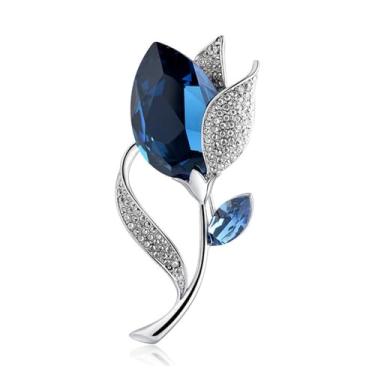 Imagem de Broche de Diamante em Vidro Tulipa Pino Flor Simples e Elegante para Senhoras Acessórios Roupa Colarinho Traje Presentes