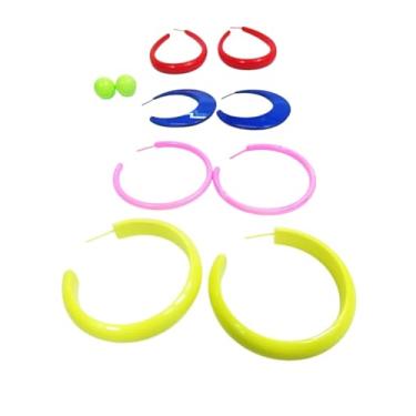 Imagem de Brincos Coloridos Argolas e Bola em Silicone Kit 5 Pares Cores e Modelos Variados