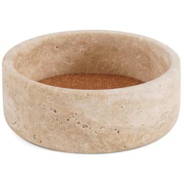 Imagem de Radicaln Porta-copos de vinho de mármore de travertino de 14 cm para bancada, suporte de cortiça absorvente ideal para garrafas de champanhe
