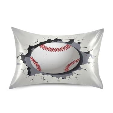 Imagem de Wassud Fronha de cetim de beisebol branca para cabelo e pele fronhas de seda lisa king size respiráveis com fecho de envelope