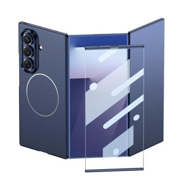 Imagem de FWYANZH Capa magnética para Samsung Galaxy Z com três dobras, capa fina minimalista para PC, protetor de tela integrado, capa à prova de choque, azul, dobra tripla