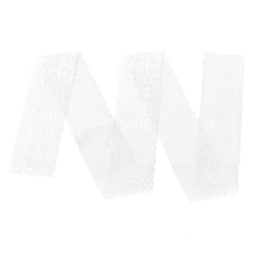 Imagem de Rolo de fita de renda dupla fileira ondulada macia e elegante guarnição de renda decorativa para roupas embrulho de presente decoração de festa de casamento nylon branco 10 jardas