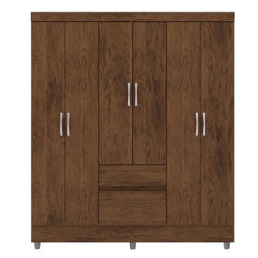 Imagem de Guarda-roupa Casal 6 Portas 2 Gavetas Com Pés Ideval Imbuia Rústico