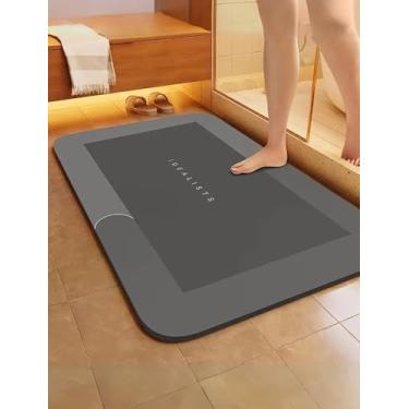 Imagem de Tapete super absorvente versão fina - rápido e seco, tapete absorvente antiderrapante, tapete de banho macio e confortável, adequado para banheiro, quarto, sala de estar, tapete de cozinha, cinza