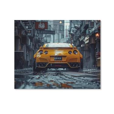 Imagem de HouLaiZhe Jdm amarelo carro 350z pôsteres tela estética decoração de quarto pintura de parede impressões de sala de galeria decoração de parede para quarto sala de estar escritório 08 x 10 polegadas