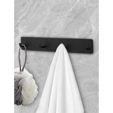 Imagem de Cabide de parede de aço inoxidável com 4 ganchos – Ganchos de entrada resistentes para casacos, chapéus, bolsas, roupões, toalhas – organizador de banheiro à prova de ferrugem (preto)